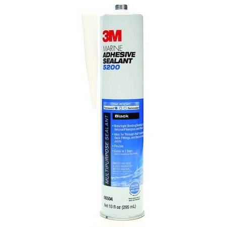 Polyurethane Adhesive Sealant, 10 oz, Cartridge, Black, Polyurethane Base, 5200