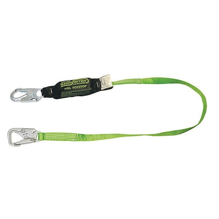 BackBiter Shock Absorbing Lanyard, 6 ft. Length, Snap Hook, Steel, 1 Leg(s), 310 lb. Weight Capacity