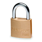 Padlock, Keyed Different, Standard Shackle, Rectangular Brass Body, Steel Shackle, 13/16 in W
