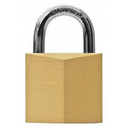 Padlock, Keyed Alike, Standard Shackle, Rectangular Brass Body, Steel Shackle, 9/16 in W
