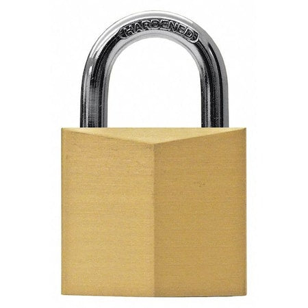 Padlock, Keyed Alike, Standard Shackle, Rectangular Brass Body, Steel Shackle, 9/16 in W