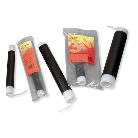 Cold Shrink Tube, Medium Wall, 2:1 I.D. Shrink Ratio, 0.82 in I.D. Before Shrinking, Black, 8 in