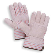 Leather Gloves, Cowhide, Safety Cuff, Wing Thumb, Full Finger, Gray, L, 1 PR