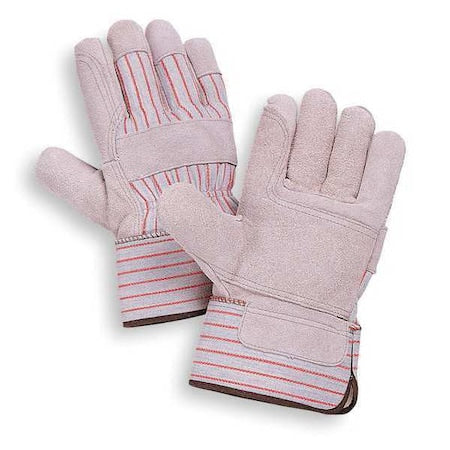 Leather Gloves, Cowhide, Safety Cuff, Wing Thumb, Full Finger, Gray, XL, 1 PR