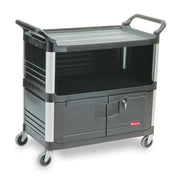 Enclosed Service Cart, High Density Polypropylene, 300 lb Load Capacity, 2 Shelves, 40 3/8 in L