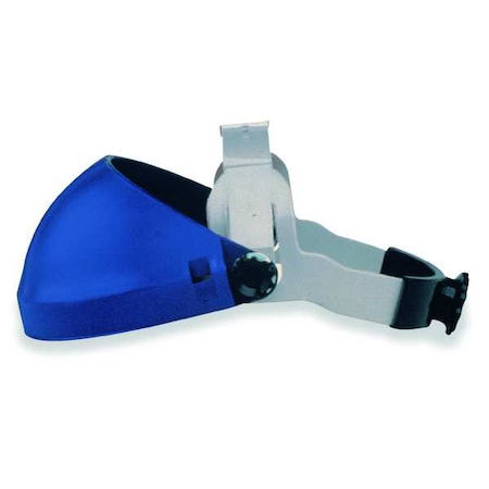 Single Crown Headgear for Faceshield, Thermoplastic, Dielectric Protection, Ratchet, Blue
