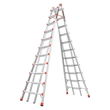 Combination Telescoping Step Ladder, Aluminum, 300 lb Load Capacity, 102 lb Weight