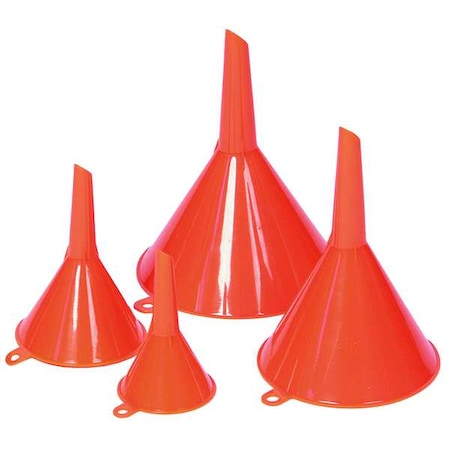 Funnel Set, 4 Piece, Polyethylene, includes 3/4, 2, 5 and 10 oz funnels, 4 3/8 x 6 1/4 in