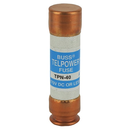 Telecom Protection Fuse, TPN Series, 40A, Fast-Acting, Not Rated, Cylindrical