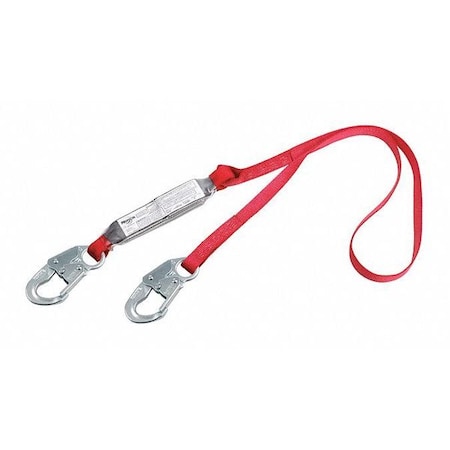 PRO(TM) Pack Shock Absorbing Lanyard, 4 ft. Length, Snap Hook, Steel, 1 Leg(s)