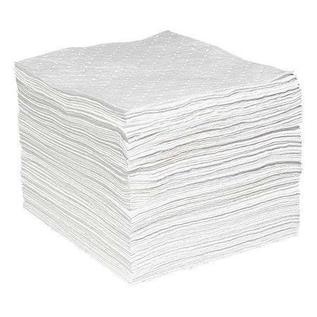 Sorbent Pad, 20 gal, 15 in x 19 in, Oil, White, Polypropylene