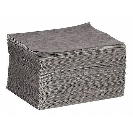 Sorbent Pad, 17 gal, 15 in x 19 in, Universal, Gray, 100 PK