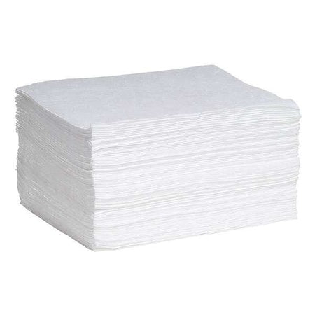 Sorbent Pad, 26 gal, 15 in x 19 in, Oil, White, 100 PK