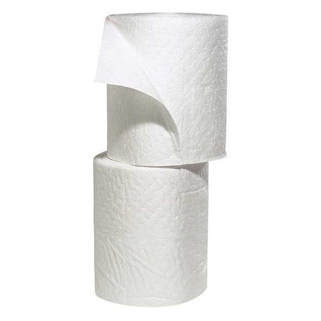 Sorbent Roll, 49 gal, 15 in x 150 ft, Oil, White, 2 PK