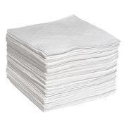 Absorbent Pad, 15 in W x 19 in L, Absorbs 24 gal. per Pkg, Oil, White, 100 Pack