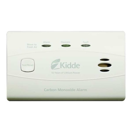 Carbon Monoxide Alarm, 85 dB at 10 ft, Sealed Lithium Ion, Electrochemical Battery Backup: No
