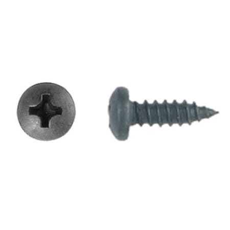 Sheet Metal Screw, #8 x 7/16 in, Black Phosphate Steel Pan Head Phillips Drive, 100 PK