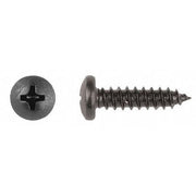 Sheet Metal Screw, #10 x 11/16 in, Black Phosphate Steel Pan Head Phillips Drive, 100 PK