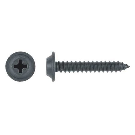 Sheet Metal Screw, #8 x 1 in, Black Phosphate Steel Flat Head Phillips Drive, 100 PK