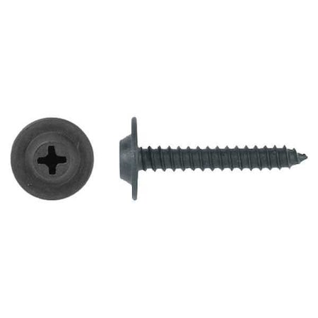 Sheet Metal Screw, #8 x 1 in, Black Phosphate Steel Flat Head Phillips Drive, 100 PK