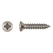 Sheet Metal Screw, #8 x 11/16 in, Chrome Plated Steel Oval Head Phillips Drive, 100 PK