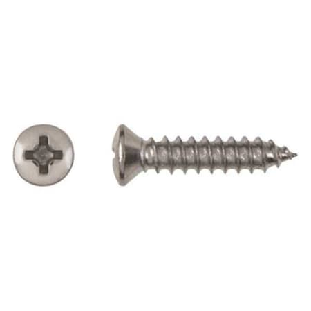 Sheet Metal Screw, #8 x 11/16 in, Chrome Plated Steel Oval Head Phillips Drive, 100 PK