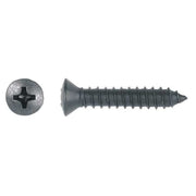 Sheet Metal Screw, #10 x 1 in, Black Phosphate Steel Oval Head Phillips Drive, 100 PK