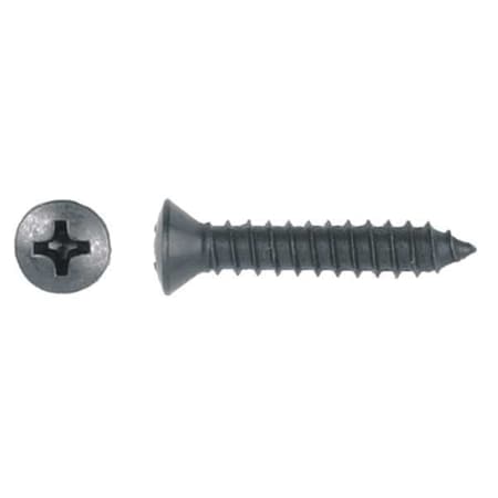 Sheet Metal Screw, #10 x 1 in, Black Phosphate Steel Oval Head Phillips Drive, 100 PK