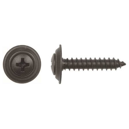Sheet Metal Screw, #10 x 1 in, Black Phosphate Steel Oval Head Phillips Drive, 50 PK