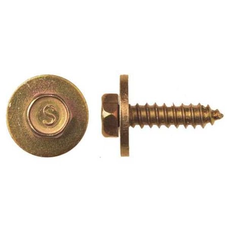 Sheet Metal Screw, M10 x 3/4 in, Zinc Yellow Steel Flange Hex Head External Hex Drive, 50 PK