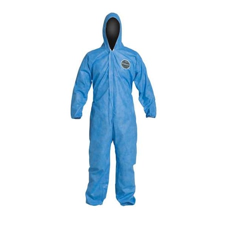 Hooded Disposable Coverall, M, Blue, SMS, zipper