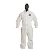 Hooded Disposable Coverall, 2XL, White, SMS, zipper
