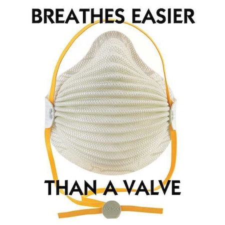 N95 Disposable Respirator, Molded Nose Bridge, Dual Headstrap/Adjustable, Gray, M/L, PK10