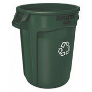 Round Recycling Bin, Green, 22" Dia, Polyethylene