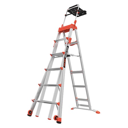 Adjustable Stepladder, Aluminum, 300 lb Load Capacity