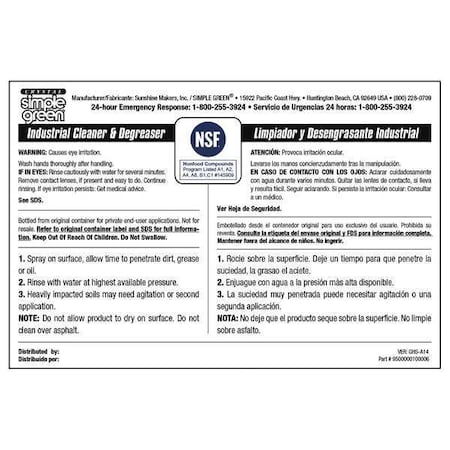 Secondary Label,6 in W,Simple Green,PK10