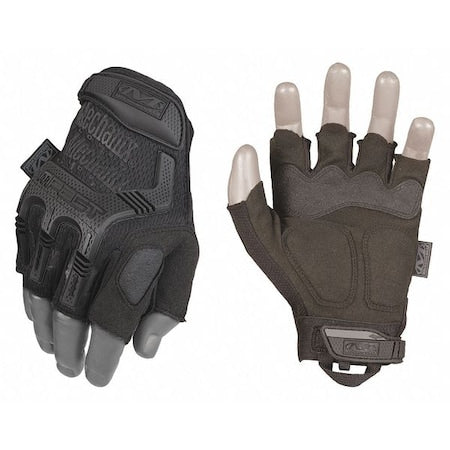 Tactical Glove, Synthetic Leather Palm, 8" Length, Hook-and-Loop Cuff, Half Finger, Tricot Lining