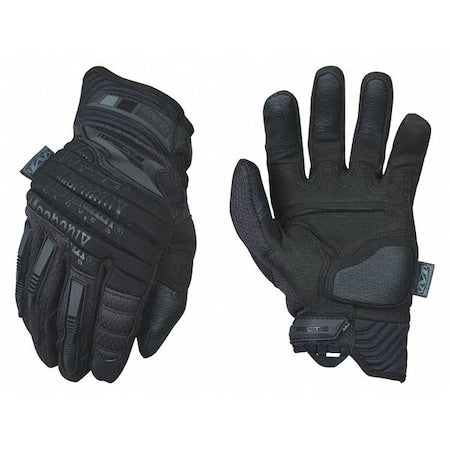 Tactical Glove, Synthetic Leather Palm, 7" Length, Hook-and-Loop Cuff, Full Finger, Tricot Lining