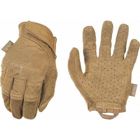 Tactical Glove, Synthetic Leather Palm, 7" Length, Rubberized Safety Cuff, Full Finger, Coyote tan