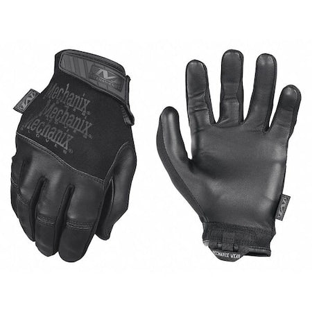 Tactical Glove, Hair Sheep Leather Palm, 10" Length, Rubberized Safety Cuff, Full Finger, Black