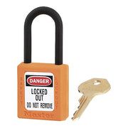 Lockout Padlock, Keyed Alike, Thermoplastic, Orange, 1 1/2 in Shackle Height, 1 1/2 in Body Width