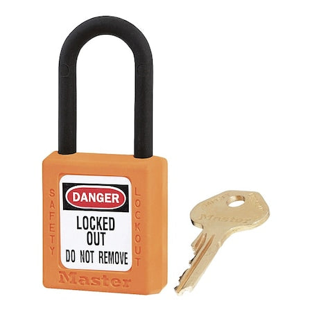Lockout Padlock, Keyed Alike, Thermoplastic, Orange, 1 1/2 in Shackle Height, 1 1/2 in Body Width