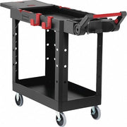 Adaptable-Design Utility Cart with Deep Lipped Plastic Shelves, Structural Foam, 2 Shelves, 18 in W