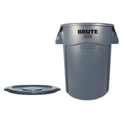 44 Gal. Brute(R) Plastic Round Trash Can, Flat Snap-On Top, Gray