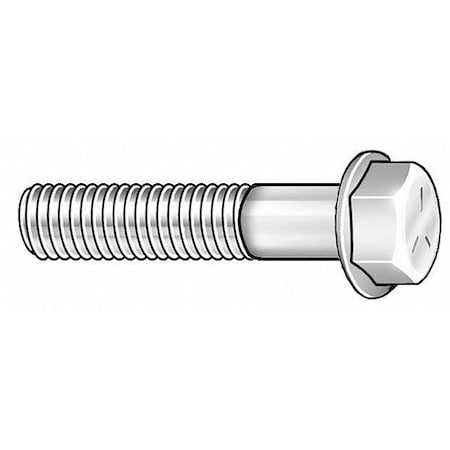 Grade 5, 1/4"-20 Flange Bolt, Zinc Plated Steel, 1-3/4 in L, 50 PK