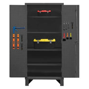 Shelving & Pegboard Storage Cabinet, 78 in H, 60 in W, 24 in D, Swing, Padlock Hasp, Gray, 0 Drawers