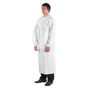 Disposable Lab Coat, Non-Woven Polyethylene Laminate, Zipper Closure, White, L, 30 PK