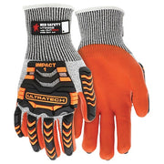 Cut Resistant Impact Coated Gloves, Cut Level A4 ,Dipped ,Foam Nitrile ,Sandy ,S 1 PR