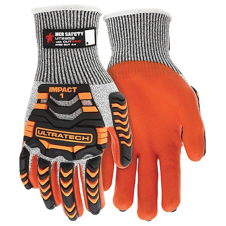 Cut Resistant Impact Coated Gloves, Cut Level A4 ,Dipped ,Foam Nitrile ,Sandy ,S 1 PR
