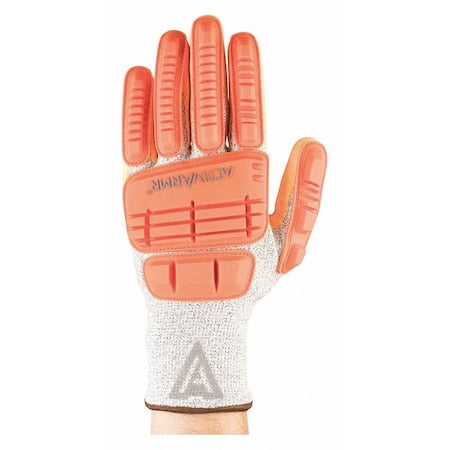 Hi-Vis Cut Resistant Impact Coated Gloves, Cut Level A4 ,Nitrile ,Sandy ,12 1 PR